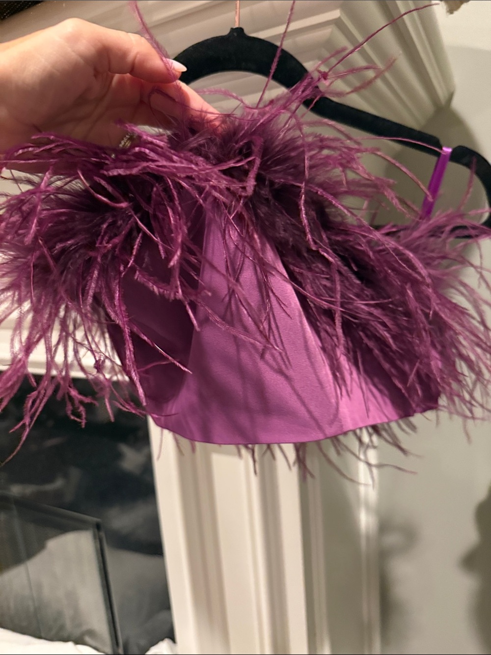 Feathered Crop Top - Plum Pink